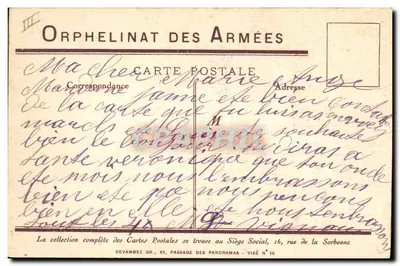 Gyores de Slag — Antieke ansichtkaart — Orphanotrofe van de Leger — Achterkant