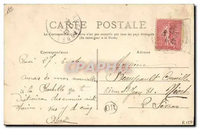 Deux-Sèvres — Coiffe dita « La Câline » — Cliché Cordier, 7e edição — Verso