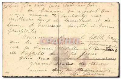 Criança em vermelho com um porquinho — Boa Ano — D. B. (editor ?) — Verso