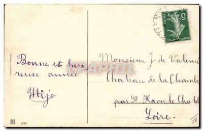Enfants avec cochon — Bonne Année — Imprimée en Allemagne — Verso