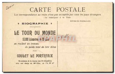 O Tour do Mundo — Biografia — Goulet Le Portefaix — Verso