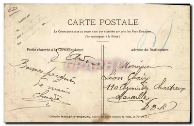 O Cabrettaire — Tipo do Músico de Campo Fazendo Dançar a Bourrée — Cliché M. B. - Rep. int. — Editor Le Velay Illustré n°1118 — Verso