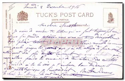 Os coelhos — cena com um pato — Tuck's Post Card N° 9539 — Verso