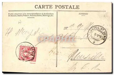 Faucacheur & Fameuse — scène de vigneronnes à Vevey — Chromotypographie Säuberlin et Pfeiffer, Vevey, n°32 — Verso