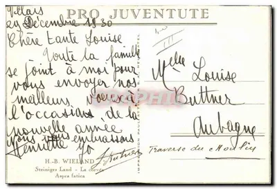 Trabalho das mulheres nos campos — Pro Juventute — H.B. Wieland, Steiniges Land — Verso