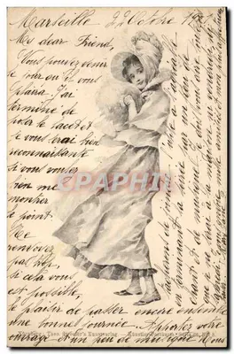 Kobieta w długim stroju i kapeluszu — ilustracja — Theo. Strober's Kunstverlag, seria 8