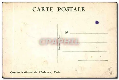 Bebé colgado de una báscula — Quien bien se pesa... bien se porta ! — Delrieu, París — Reverso