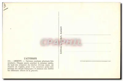 Ambert — Curieuse coutume séculaire — Edition L. Rachet, Ambert — Verso