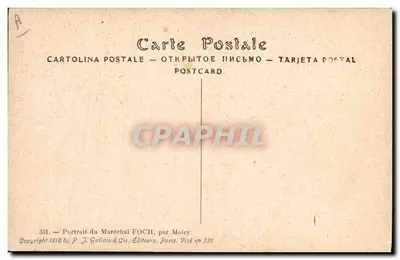 Maréchal Foch — Retrato militar — J. Gallais & Cie, n° 331 — Verso