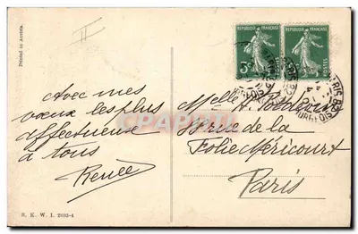 Kobieta w kapeluszu z piórami — Wesołych Świąt 1910 — wydawca nieznany — Rewers