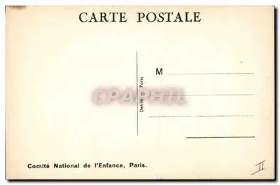 Zwei Kinder mit Koffern und Strandutensilien — Bea trice Mollet — Comité National de l'Enfance, Paris. — Rückseite