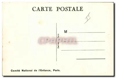 Bebê suspenso em uma balança — ilustração de Pertrice Mallet — Comité National de l'Enfance, Paris — Verso