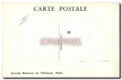 Um bebê em maiô em um pontão — ilustração de Béatrice Mallet — editada pelo Comité National de l'Enfance, Paris — Verso