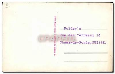 Acrobata sobre a cabeça de um homem — cena teatral — Noldey's, Chaux-de-Fonds, Suíça — Verso