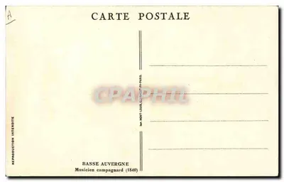 Músico rural — Basse-Auvergne (1840) — Sr. Mont-Louis, Clermont-Fd-Paris — Verso