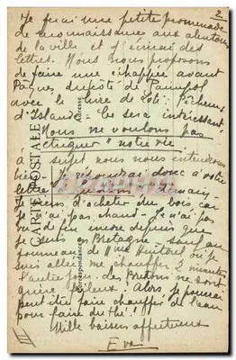 Le Binicou Breton — gdy bretoński staje się stary, do widzenia dziewczyny, rigodony i cotillony, nie ma już pod niebem jak wiernego towarzysza, tylko jego stary biniou bretoński — wydawca: Karta Pocztowa — Rewers