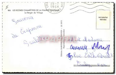 Le Berger du Village — Les Scènes Champêtres de la France Centrale — Wydawnictwo Margerit-Mond — Rewers