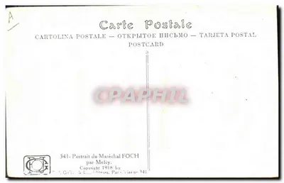 Maréchal Foch — Portret wojskowy — I. Grilla & Cie, Paryż, nr 341 — Rewers