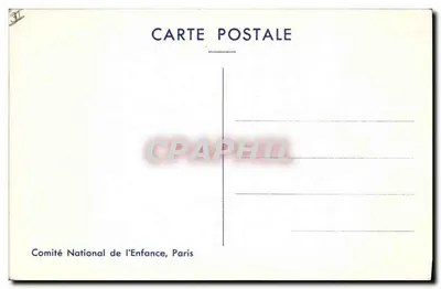 Frau in langer Robe und Hut — Kinder willkommen — Comité National de l'Enfance, Paris — Rückseite