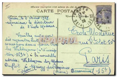 Oorlogsherinnering — 1914-1918 — S. N. Rouen — Achterkant