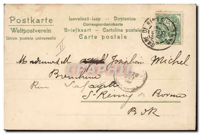 Junge Frau in gelber Robe, die ein Instrument spielt — Serie Musik 1304 — Verlag R. Cuny — Rückseite