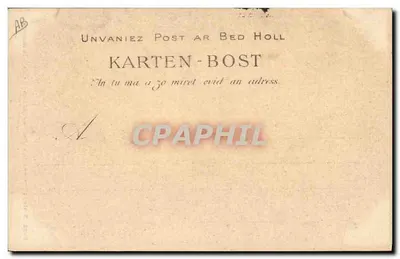 Tarjeta postal antigua Folklore Binious Bretaña — Reverso