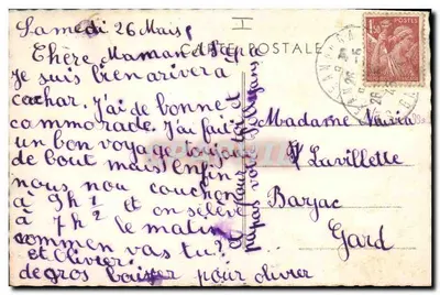 Ovelhas atravessando uma estrada — Editor não identificado, número de série não visível — Verso