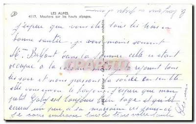 As Alpes. Ovelhas nos altos alpages — Abel, editor GAP, n° 4117 — Verso