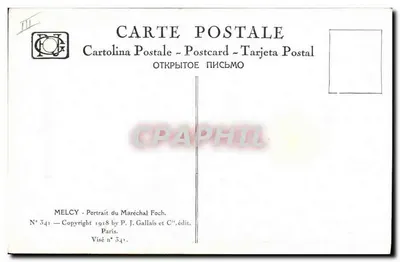 Maréchal Foch — retrato militar — P. J. Gallais et Cie, n° 541 — Verso