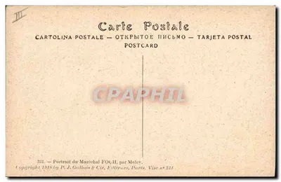 Maréchal Foch — Retrato — P.J. Galluis & Cie, n° 331 — Verso