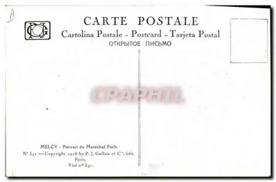 Mariscal Foch — Retrato militar — P. J. Gallais & Cie, n° 341 — Verso