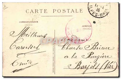 Carte postal satírica — caricatura da guerra — editada por Thérry, Cannes — Verso