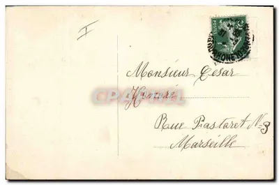 Jovem mulher e peixe decorado — cartão postal humorístico — editor desconhecido — Verso