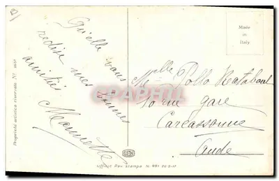 Mulher com chapéu de penas — San Marco — editor Ufficio Rev. Stampa N. 951 — Verso