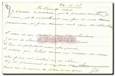Jeune femme à ruban rouge — portrait — signé San Marica — Verso