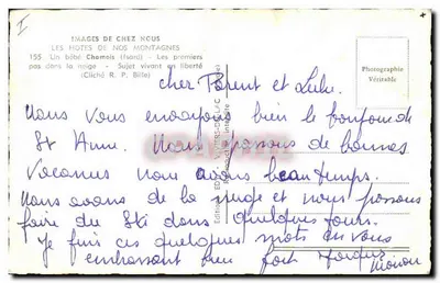 Bebê Chamois (Isard) — Primeiros passos na neve — Editor VIVIERS-DE-LA-C — n° 155 — Verso