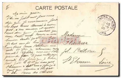 Bilhete postal antigo Chamois nas Alpes — Verso