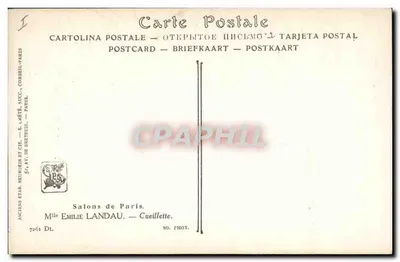 Jovem mulher em traje da época segurando um cesto de uvas — Salons de Paris, n° 7261 — Verso
