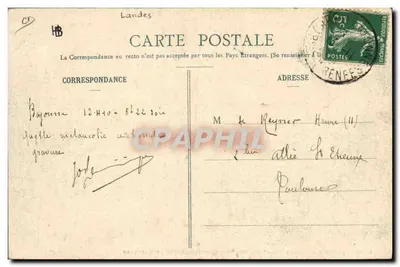 Échassier landais guardando seus carneiros nas Landas da Gascogne — Zibourne, editor Phinemeux, n° 7266 — Verso