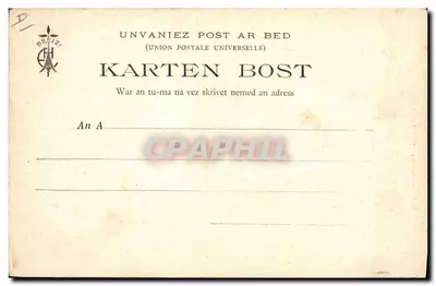 M. en Mme Botrel aan boord van de "Bretagne" — (28 Maart 1903) — Uitgever: E. Hamonic, St-Brieuc — Achterkant