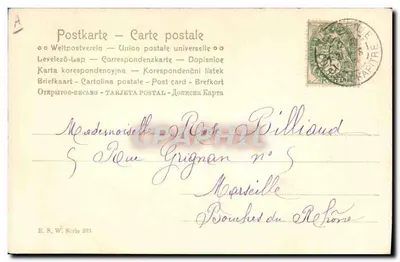 Joven mujer con flor — Art nouveau — E. S. W. Série 253 — Reverso