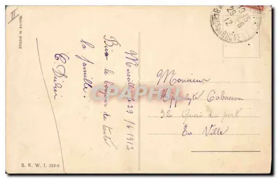 Duas jovens mulheres em um carro — editor B. K. W. I. 332-6 — Verso