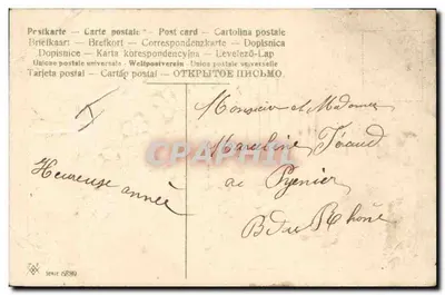 Bukiet myślików w koszyku — Wesołych Świąt — wydawca nieznany, seria 1889 — Rewers