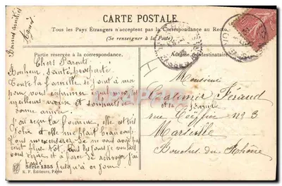 Bom Ano 1906 — Flores e laços — K. F. Editores, Paris, Série 1355 — Verso