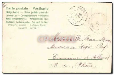 Bouquet de violettes — carte postale avec texte imprimé et écriture manuscrite — éditeur 'Carte postale Postkarte' (verso) — Verso