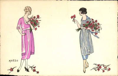 Duas mulheres com flores — ilustração — MARZO