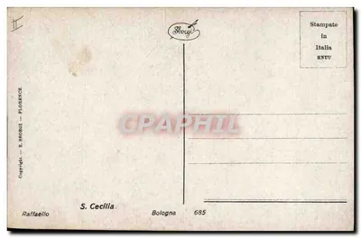Święta Cecylia — scena z życia świętej — wydawca E. Sborgi, nr 685 — Rewers