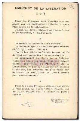 Generale Joffre — Comandante in Capo delle Armate del Nord e del Nord-Est — Prestito di Liberazione 1914-1918 — Verso