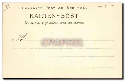 Stary Morski Łowca naprawia sieci — Spoczynek — Kolekcja Villarn, Quimper — Rewers