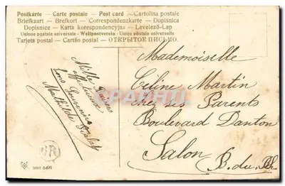 Feest — Antieke ansichtkaart versierd met bloemen en bladeren — Uitgever S.A.F. n° 6499 — Achterkant
